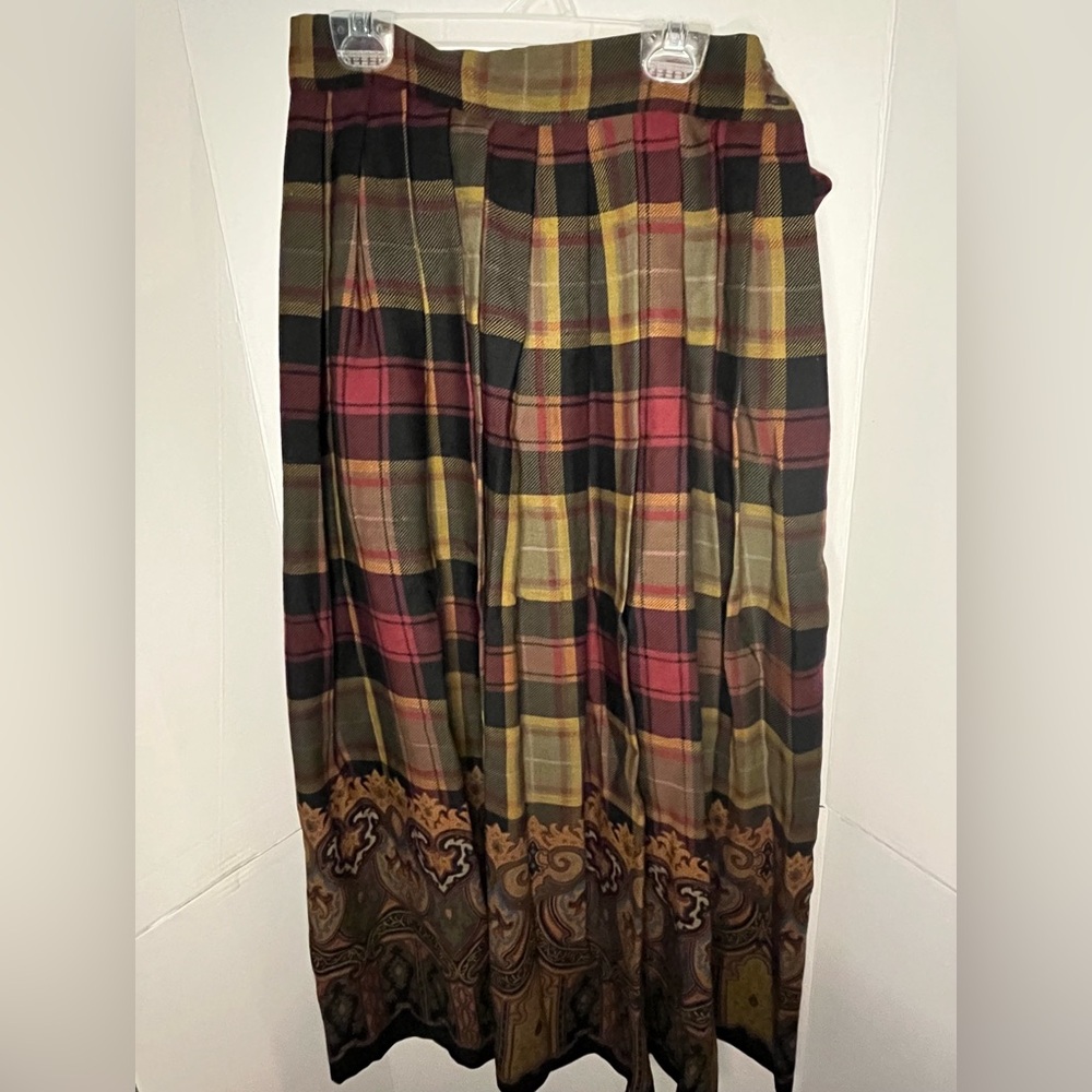 NWT VINTAGE Ralph Lauren Plaid Paisley Pleated skirt Womens Skirt Old Money Sz 4 - Picture 8 of 9